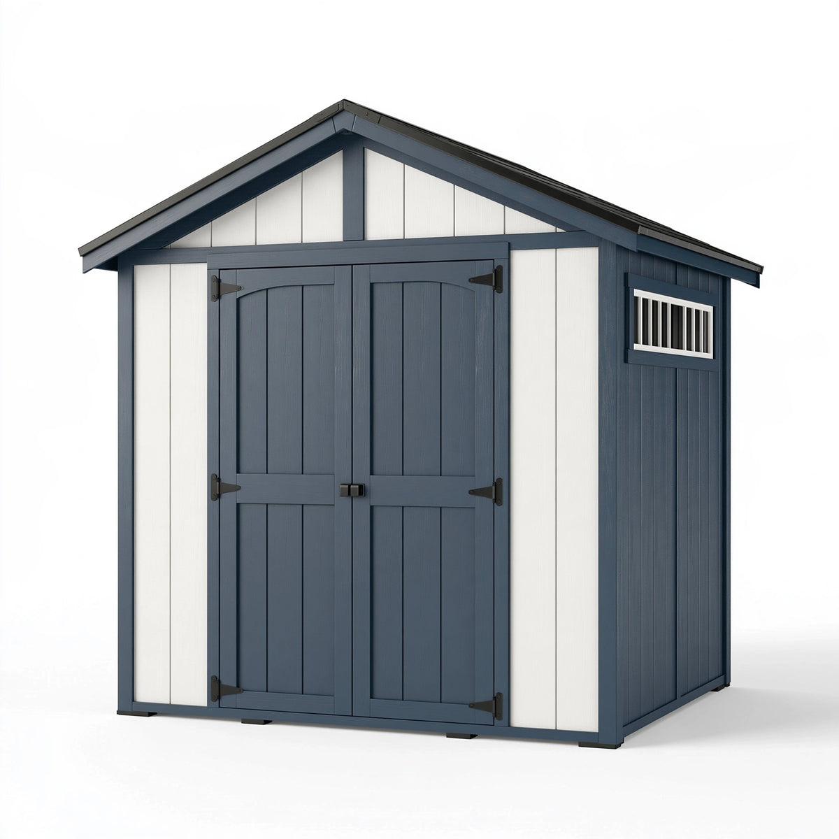 Abri de jardin 180 x 120 x 200 cm en résine bleu marine et blanc - rangement extérieur à double porte
