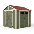 Abri de jardin 244 x 183 x 229 cm en bois vert et blanc avec portes doubles style chalet