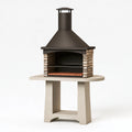 Barbecue de jardin 100 x 70 x 190 cm en métal et pierre noir marron style traditionnel avec cheminée