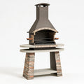 Barbecue de jardin 120 x 70 x 220 cm en acier et briques brun/beige avec cheminée et grilles de cuisson