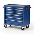 Servante d'atelier 77 x 46 x 97 cm en acier bleu avec 7 tiroirs sur roulettes