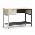 Table de travail 120 x 60 x 90 cm bois acier beige noir avec tiroir