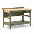 Établi d'atelier 120 x 60 x 90 cm bois et acier vert avec étau et rangement