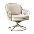 Fauteuil pivotant 70 x 70 x 95 cm en métal et tissu beige style floral