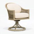 Fauteuil pivotant 70 x 75 x 95 cm en rotin beige avec assise rembourrée style naturel