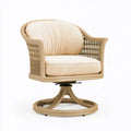 Fauteuil pivotant 75 x 75 x 91 cm beige en résine tressée avec assise en tissu style naturel