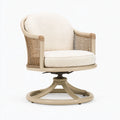 Fauteuil de bureau 65 x 65 x 90 cm en rotin et tissu beige pivotant style naturel