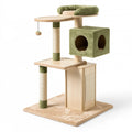 Arbre à chat 60 x 50 x 170 cm en bois beige et vert avec griffoirs et niches