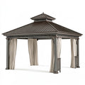 Tonnelle de jardin 300 x 300 cm métal gris foncé ivoire toit ventilé