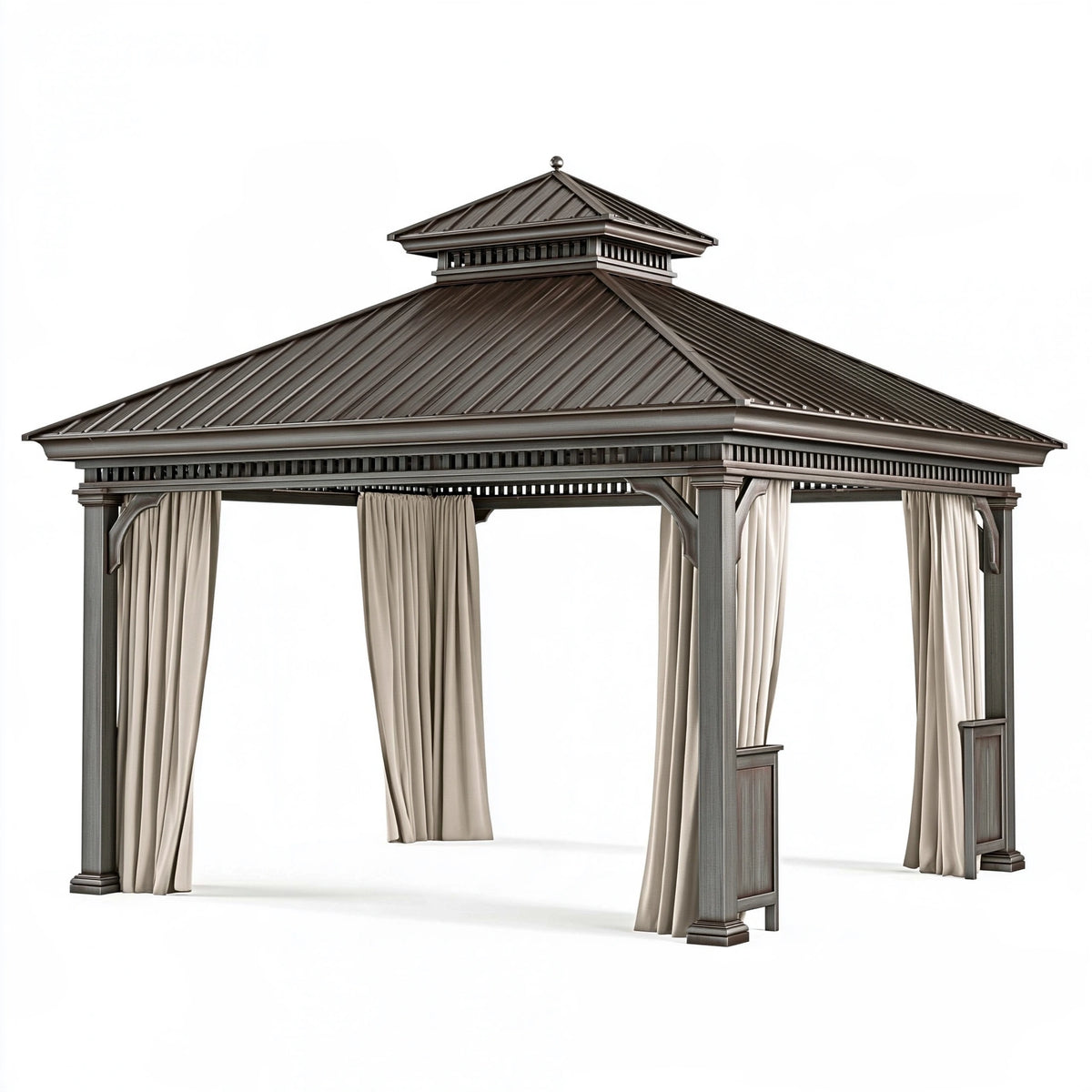 Tonnelle de jardin 300 x 300 cm métal gris foncé ivoire toit ventilé