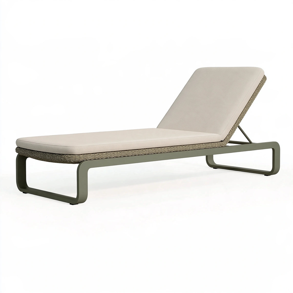 Chaise longue de jardin 200 x 70 x 85 cm en fibre tressée beige avec dossier inclinable