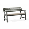 Banc de jardin 120 x 60 x 80 cm en métal et corde tressée gris anthracite