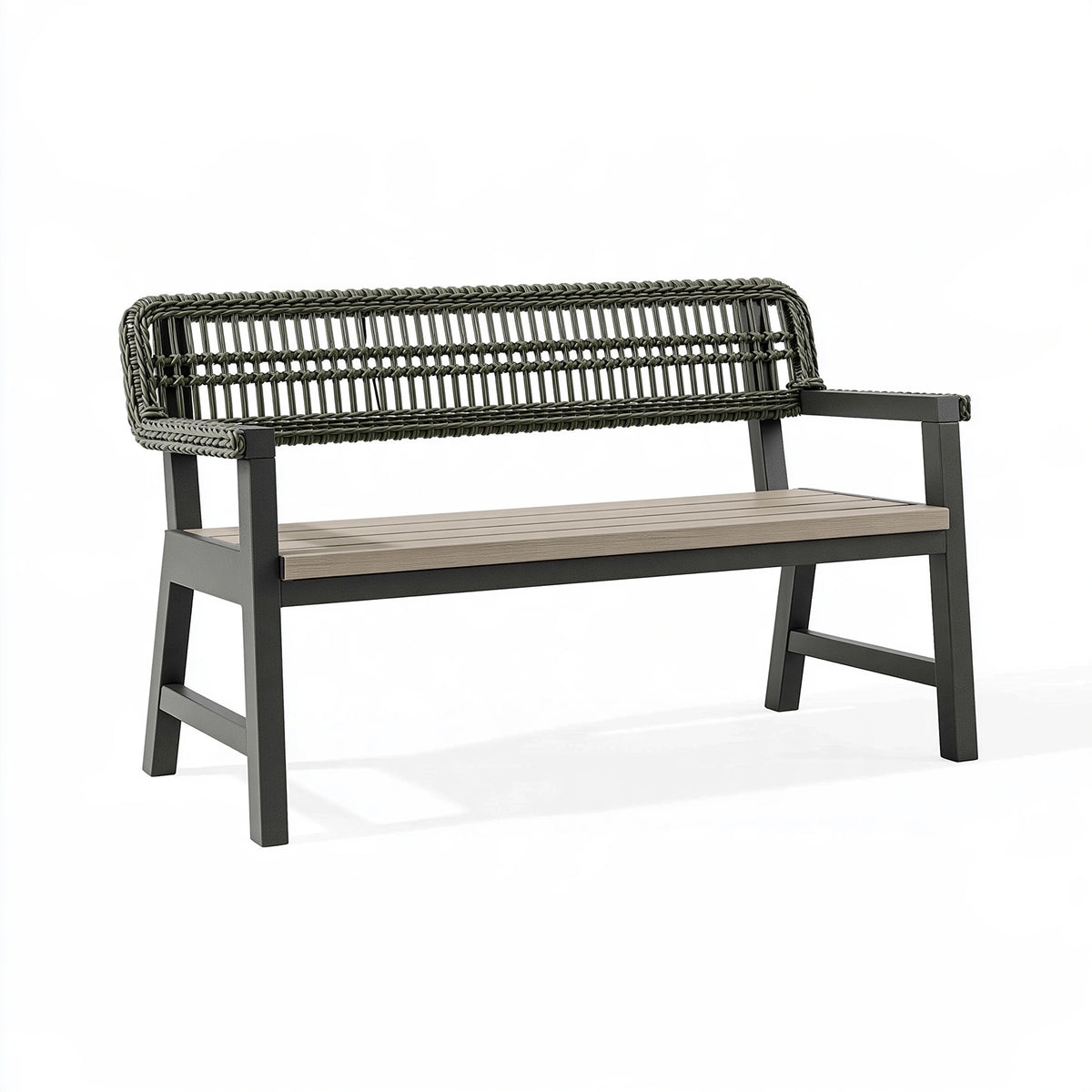 Banc de jardin 120 x 60 x 80 cm en métal et corde tressée gris anthracite
